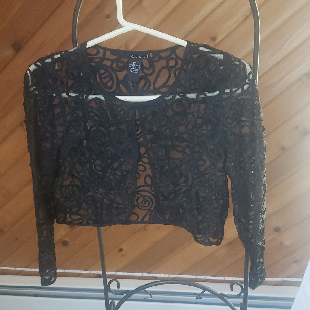 Grace Black Ribbon Lace Bolero